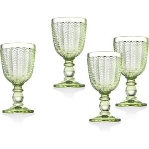 Godinger Twill Wine Goblet Beverage Glass Cup, Emerald Green, Set of 4, 6 oz